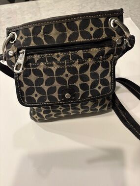 Fossil Black and Beige Crossbody Bag